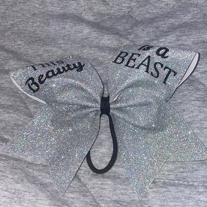 Sparkly Silver and black cheer bow
